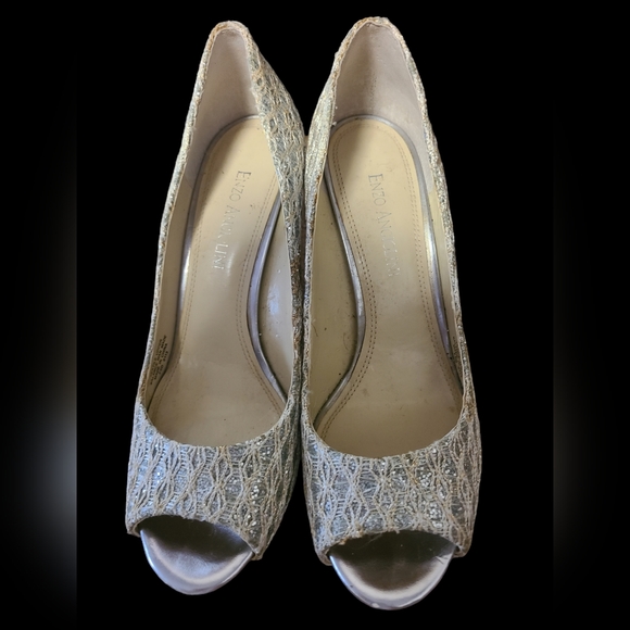 Enzo Angiolini Maiven silver Peep Toe Pump size 6.5 embellished - Picture 6 of 11